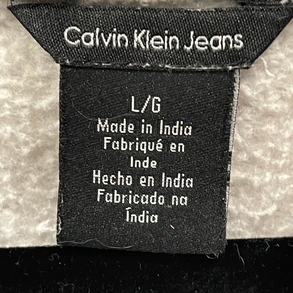 Calvin Klein Jeans CK Gray Sweater Cinch Turtle Neck Size Large Hoodie Style - Picture 4 of 4